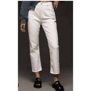 AGOLDE Riley Long High-Rise Straight Jeans sour cream‎ white 28